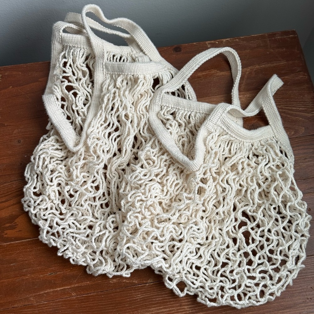 2 Knit Produce Zero Waste Carrying Shopping Bags For Environmentally Friendly